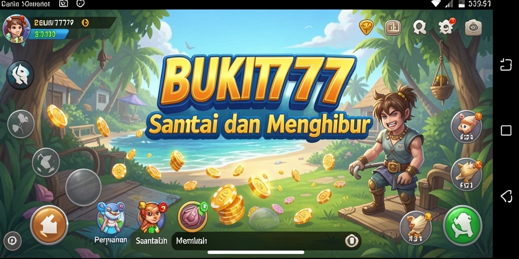 Tampilan gameplay BUKIT777 yang menyenangkan dan ceria.