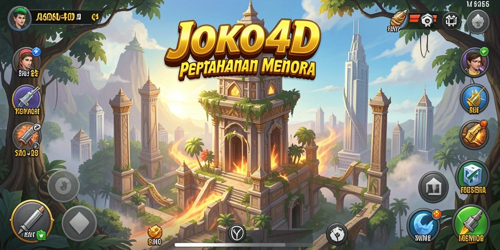 Screenshot JOKO4D menampilkan aksi pertahanan menara yang penuh strategi.