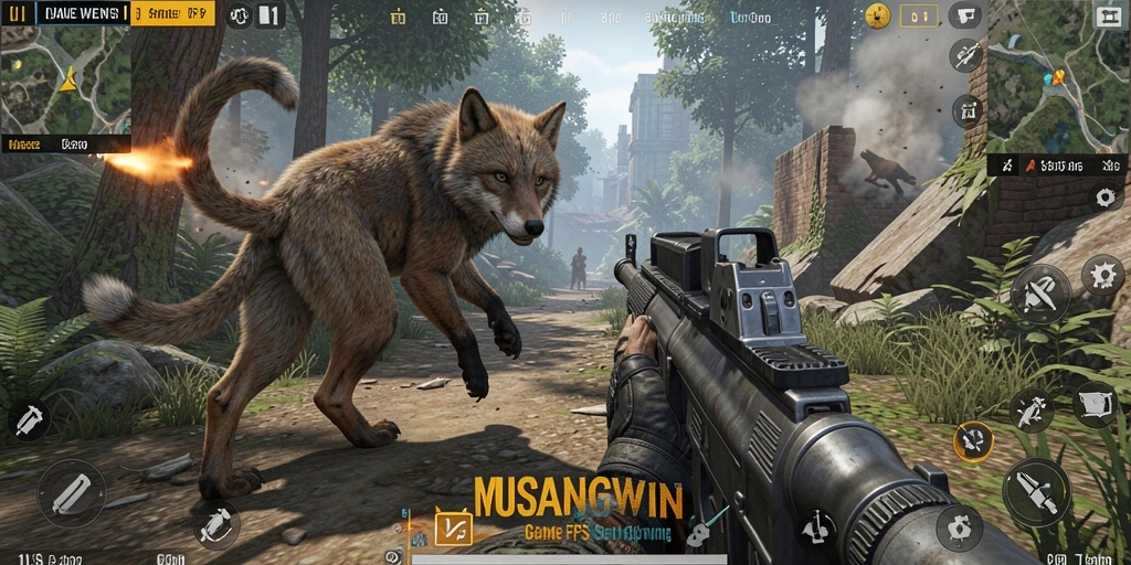 Tampilan gameplay seru di MUSANGWIN yang penuh aksi.
