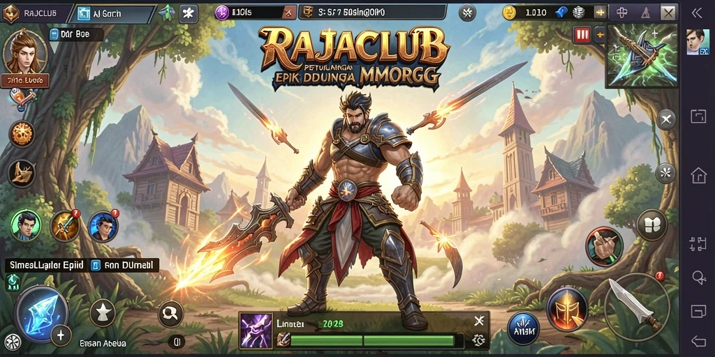 Gameplay seru dalam RAJACLUB yang menampilkan pertarungan epik.
