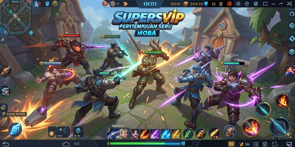 Tangkapan layar gameplay yang mendebarkan di arena MOBA.